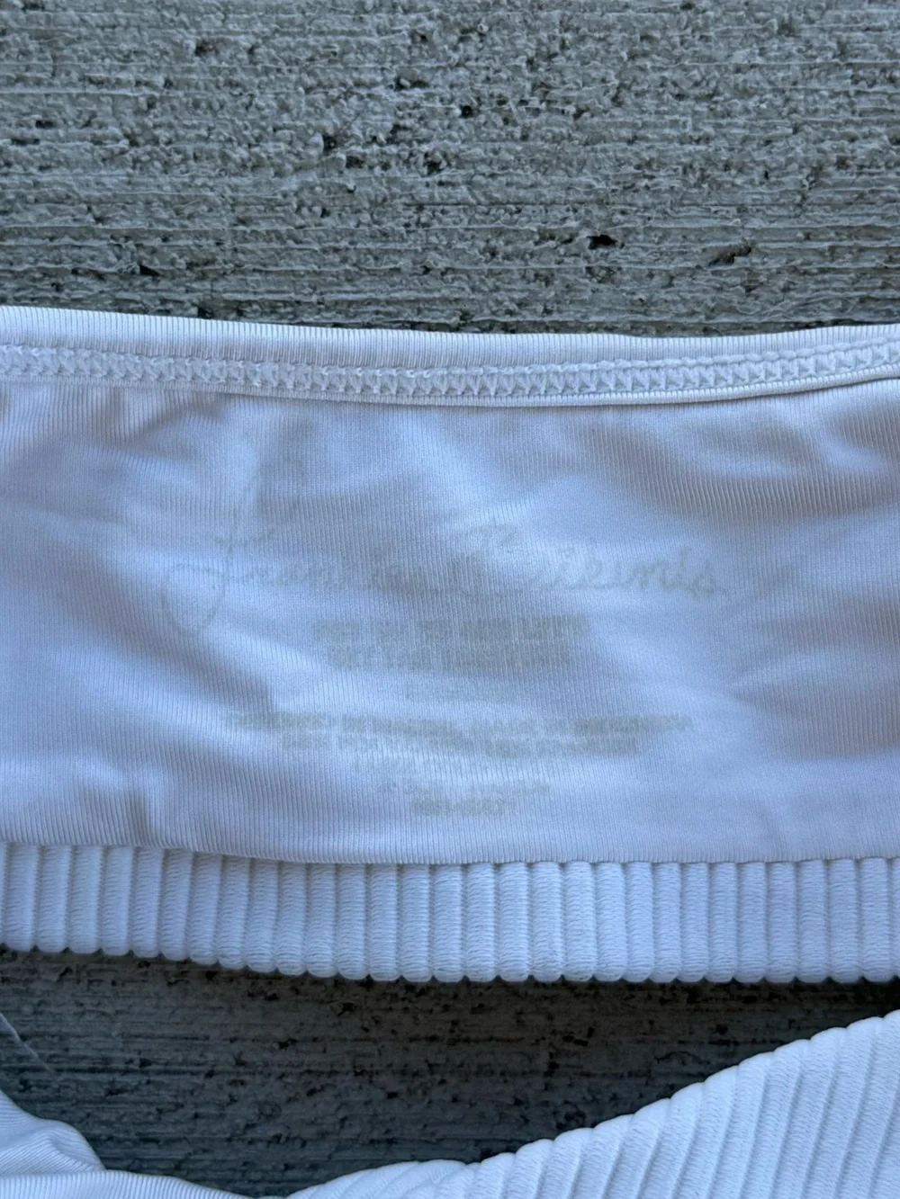 Frankies Bikinis White Ribbed Knot Front Bikini Top Size S